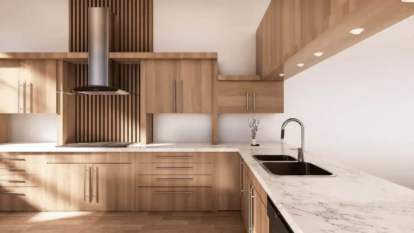 Cocina moderna dentro de una vivienda unifamiliar en Zaragoza provincia
