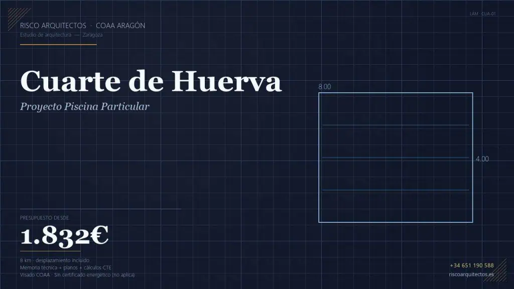 Piscina particular en Cuarte de Huerva (Pueblo) | Risco · 1832€ - arquitecto Zaragoza