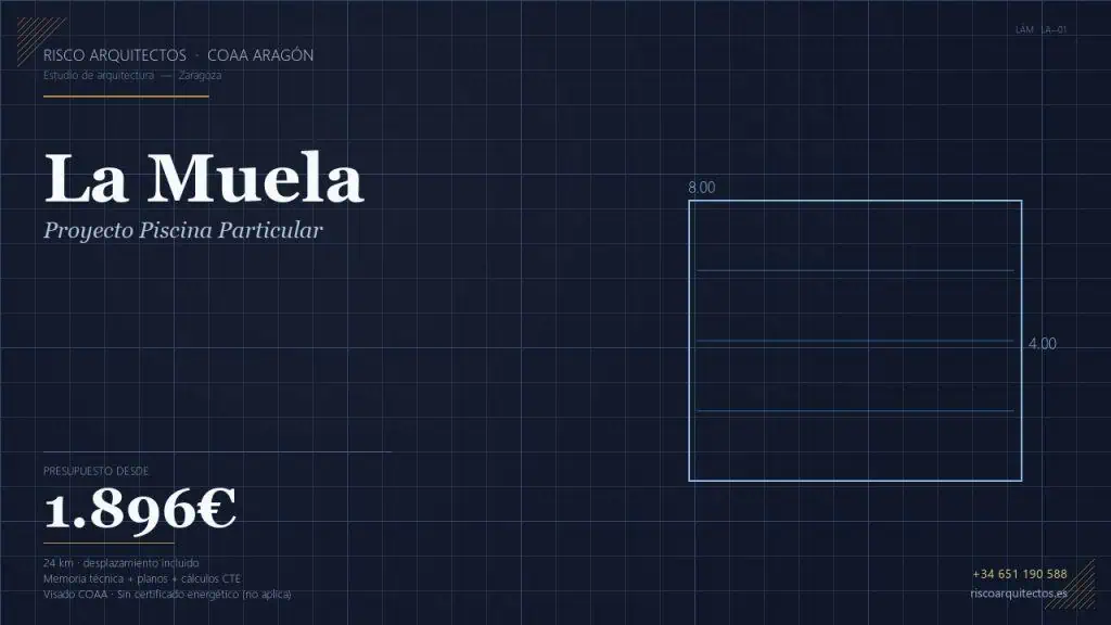Piscina particular en La Muela (Pueblo) | Risco · 1896€ - arquitecto Zaragoza