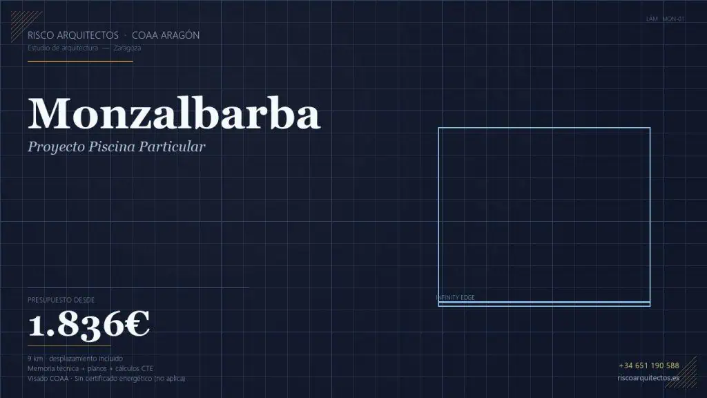 Piscina particular en Monzalbarba (Barrio rural Zaragoza) | Risco · 1836€ - arquitecto Zaragoza