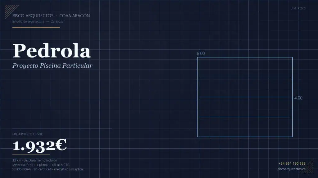 Piscina particular en Pedrola (Pueblo) | Risco · 1932€ - arquitecto Zaragoza