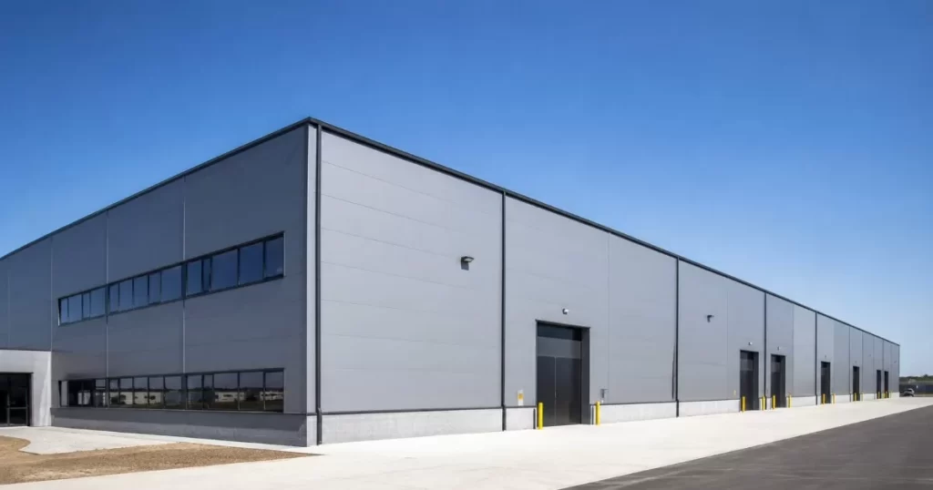 Nave industrial moderna de estructura metalica en poligono de Zaragoza