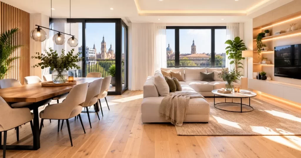Interior moderno luminoso de espacio reformado interiorismo arquitectura y diseno en Zaragoza