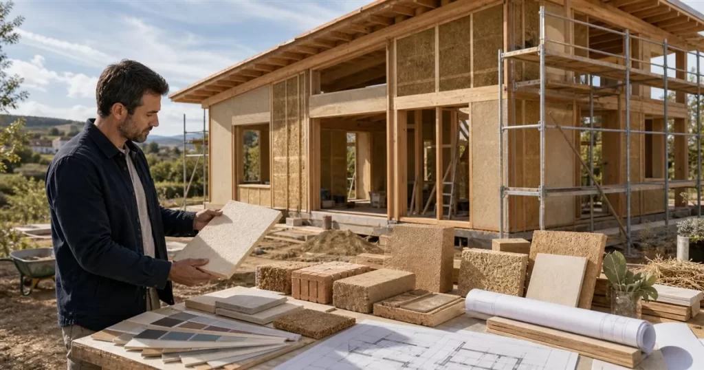 Casa ecologica en Zaragoza con estructura de madera aislamientos naturales materiales de bioconstruccion y planos