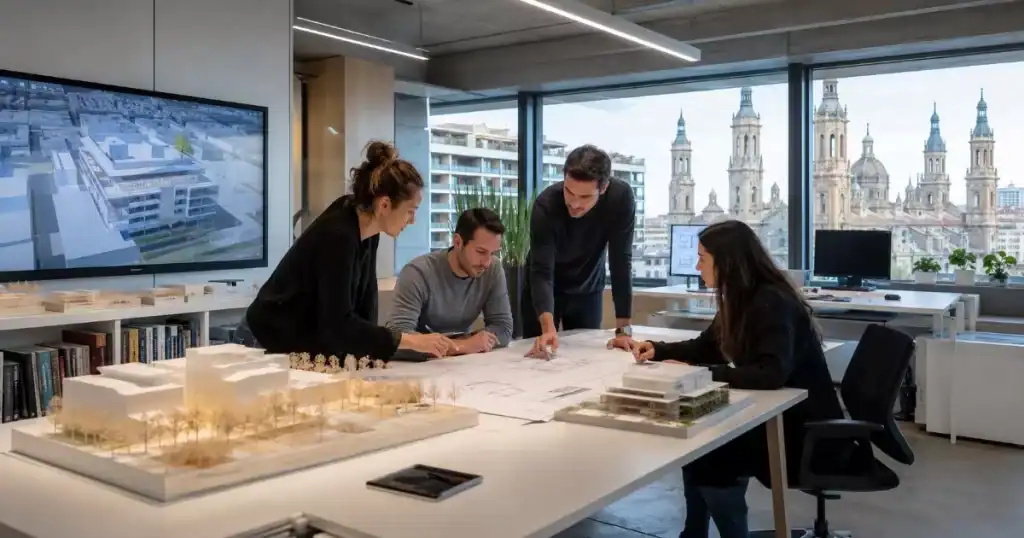Equipo de arquitectos en despacho de Zaragoza innovando en diseno y ejecucion de proyectos con BIM