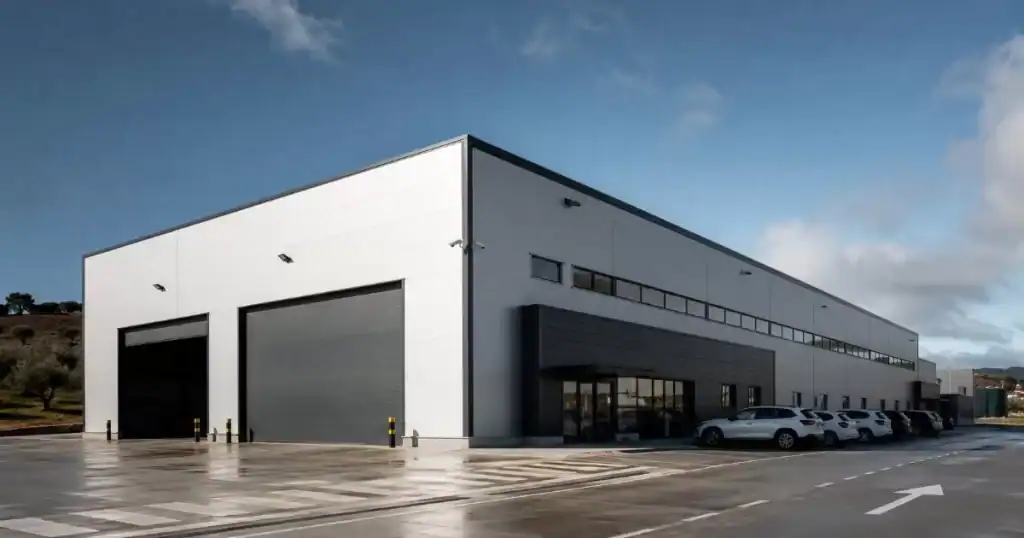 Nave agroalimentaria moderna eficiente y sostenible con estructura metalica en Espana