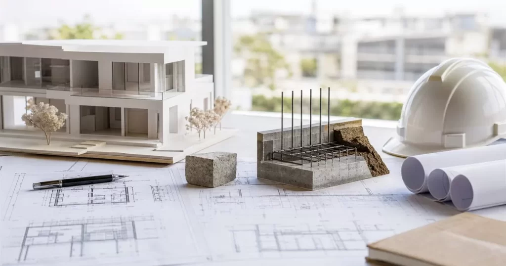 Proyecto arquitectonico con planos maqueta cimentacion y estructura como base de una construccion exitosa