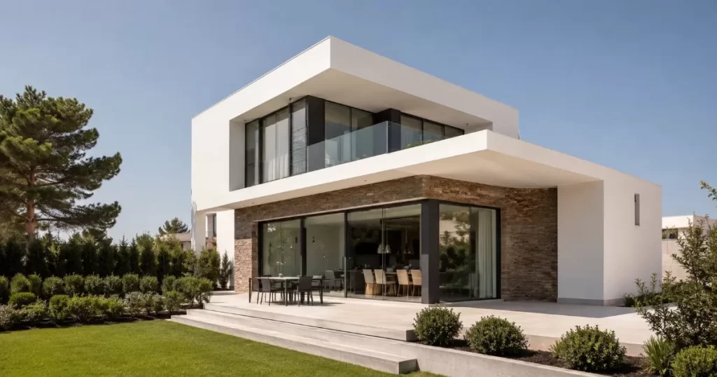 Vivienda moderna de diseno elegante que representa proyectos residenciales en Espana