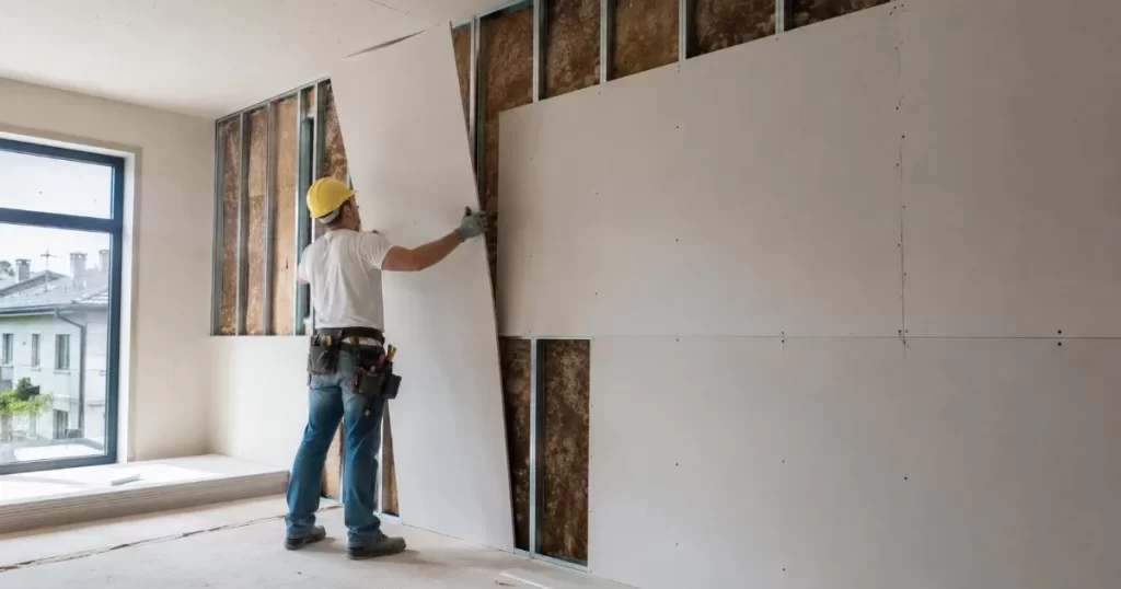 Instalacion de placas de pladur sobre estructura metalica en una vivienda