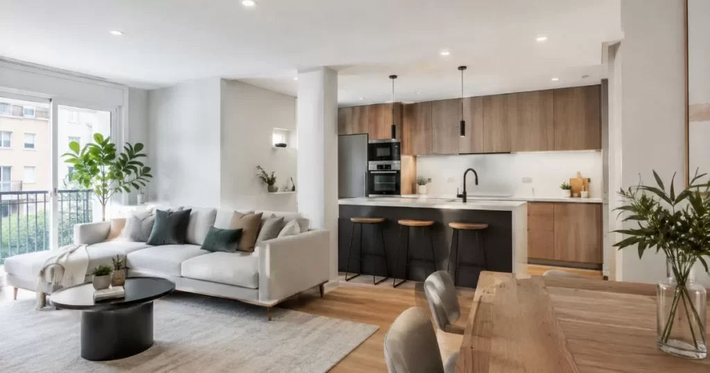 Piso reformado integralmente de concepto abierto con salon y cocina integrados en Parque Goya Zaragoza