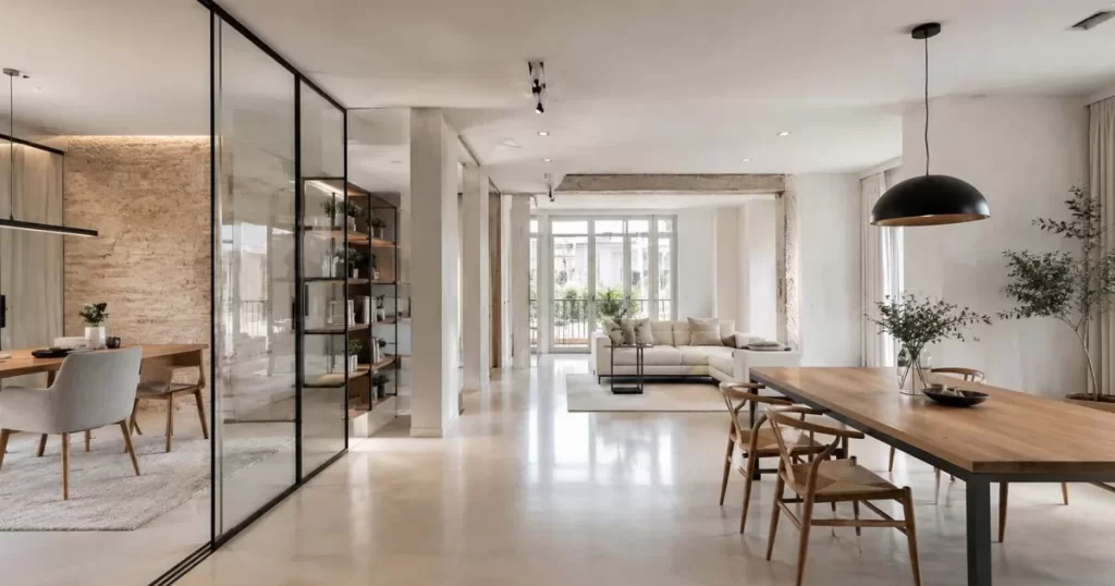Espacio diáfano de planta abierta en una vivienda reformada integralmente en Zaragoza, reformas integrales para espacios funcionales