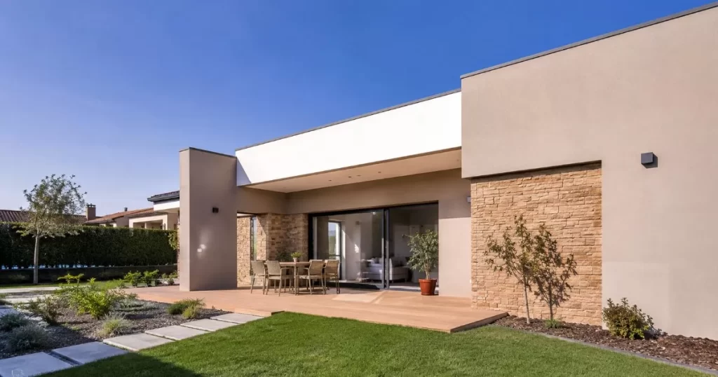 Vivienda unifamiliar moderna de nueva construccion terminada con jardin en Aragon